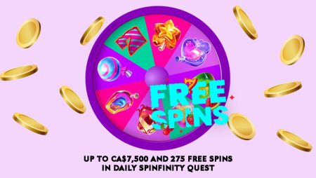 Up to CA$7,500 and 275 Free Spins in Daily Spinfinity Quest