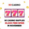 N1 Casino Raffles 30,000 Free Spins in November